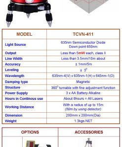 thông số Máy cân bằng Laser TCVN-411